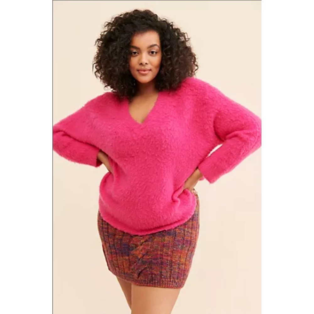 Anthropologie Maeve Wool Pink Teddy Sweater XL